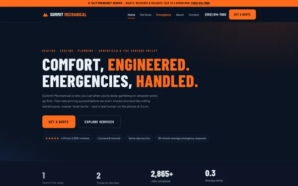 Summit Mechanical homepage